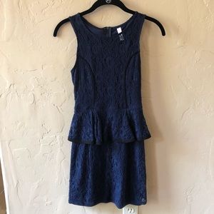 Xhilaration Navy Blue Lace Peplum Dress